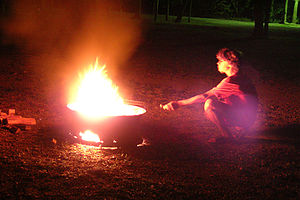 Tommy charring marshmellows