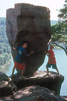 Boys holding up Balance Rock Boys holding up Balance Rock