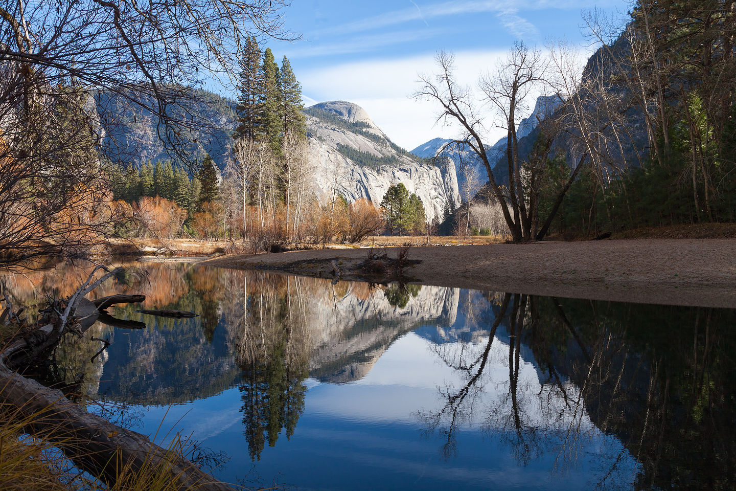 Merced River with North and Half Domes Merced River with North and Half Domes