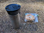 The bagel and coffee I tried to bring Herb before eating it myself The bagel and coffee I tried to bring Herb before eating it myself