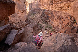 Rock scrambling in Carbon Canyon
