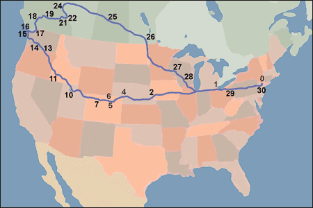 Cross-Country 2001 Trip Stops