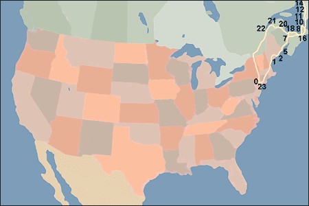 Maritime Provinces 2004 Trip Stops