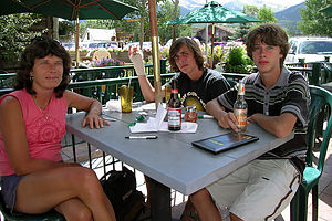 Lolo and boys dining at Fatty's Pizzeria Lolo and boys dining at Fatty's Pizzeria