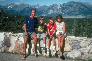 Family in front of Canadian Rockies