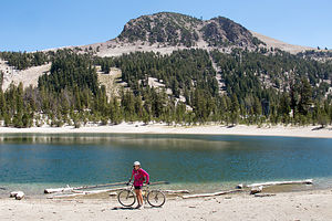 Lolo and Lake in Mammoth Mountain Bike Park