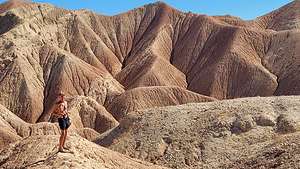 Herb playing on the Hills of the Moon Badlands