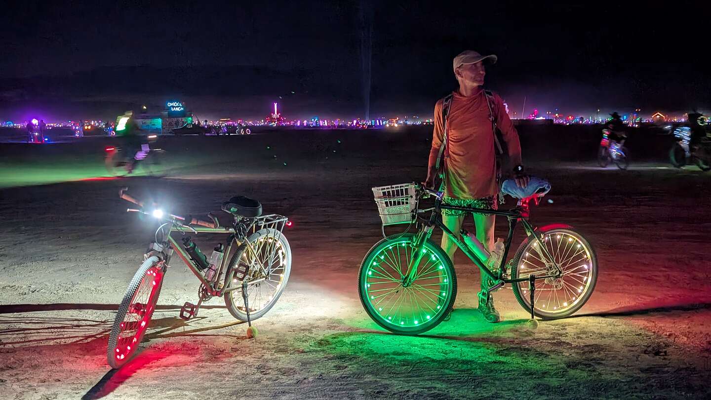 Riding on the Playa at night